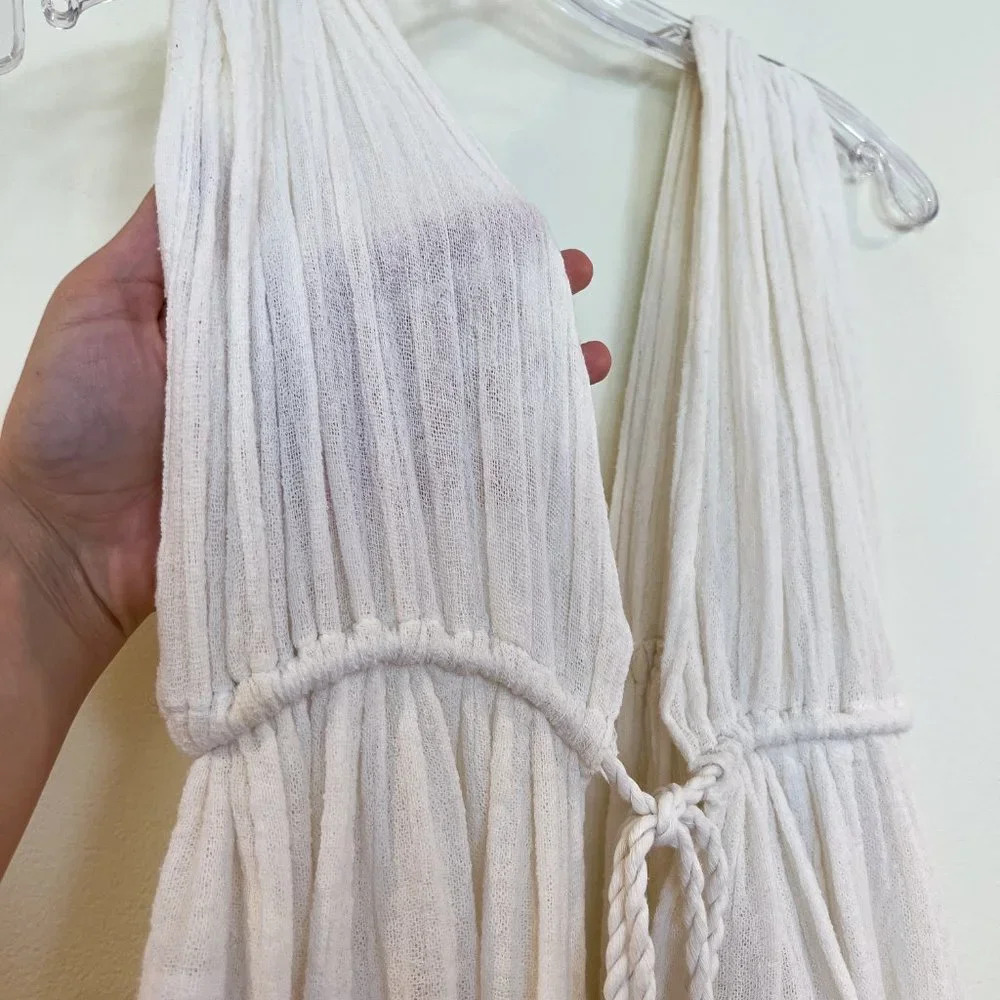 Jen's Pirate Booty 100% Cotton Drawstring V Neck Swim Cover Up Mini Dress M/L - Picture 12 of 12